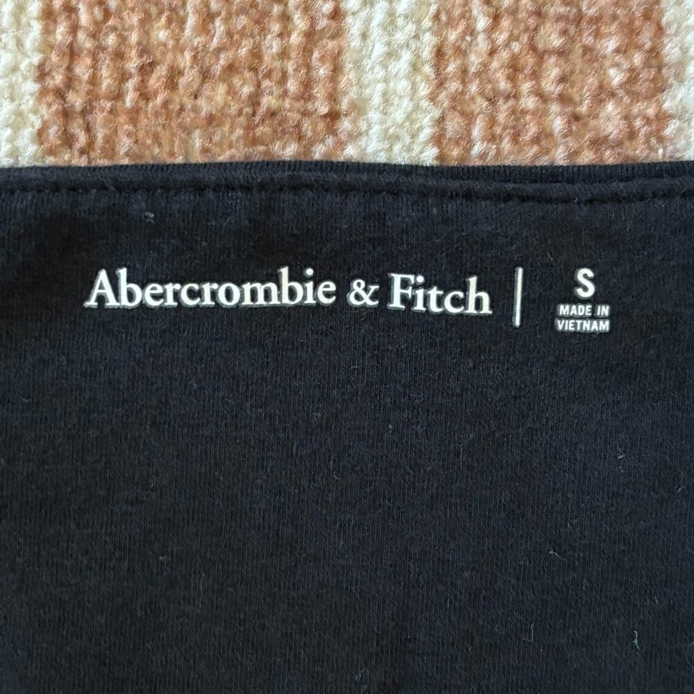 Abercrombie Short-Sleeve Cotton Seamless Squareneck Bodysuit, Black, Size Small - Picture 9 of 9